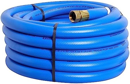 UltraMax Commercial Garden Water Hose 50 ft, Lightweight, Flexible, Anti-Kink, All Weather, 1200 psi, H75-050B, 3/4 Inch x 50 ft, Blue