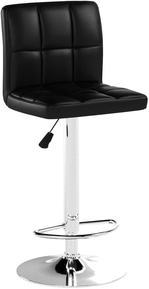 Furmax Bar Stools Modern Pu Leather Swivel Adjustable Hydraulic Bar Stool Square Counter Height Stool Set of 2 (White)