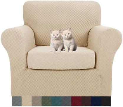 MAXIJIN Latest Recliner Slipcovers for Living Room 4 Pieces Stretch Jacquard Recliner Chair Cover Soft Fitted Recliner Protector with Elastic Bottom