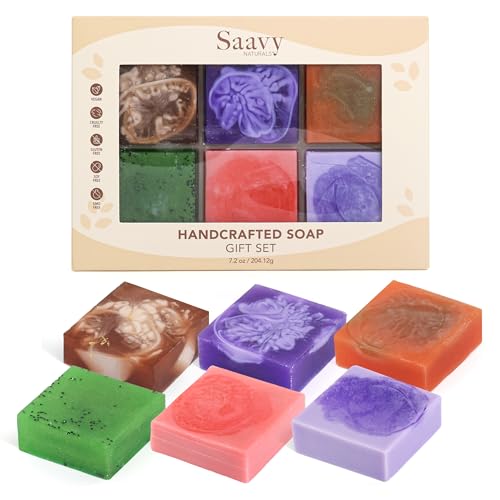 Saavy Naturals Hydrating & Purifying Mini Soap – Plant-Based, Nourishing & Moisturizing Bar Soap Gift Set for Men & Women – Mini Square Shaped Artisan Bar Soaps, 10 pack