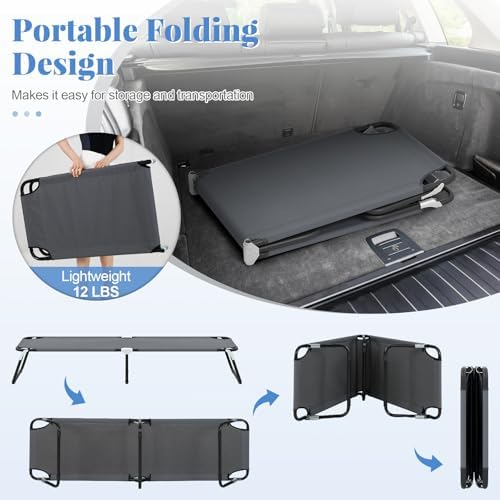 Goplus Folding Camping Cot, Sleeping Cots for Adults Kids
