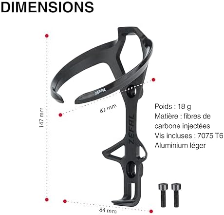 Zefal Pulse L2 Carbon Bottle Cage – Black – Ultralight 18 g Injected Carbon Fiber Design with Top-Load Access, Universal 72–76 mm Fit