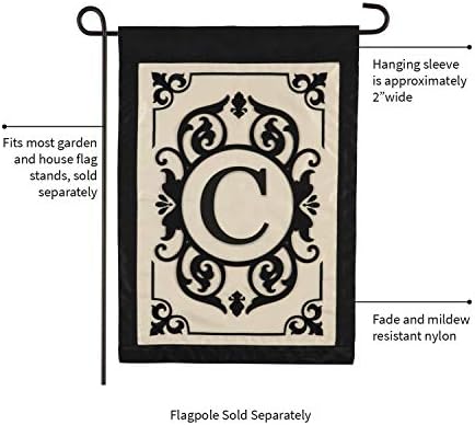 Cambridge Monogram Garden Applique Flag, Letter C - 13 x 1 x 18 Inches