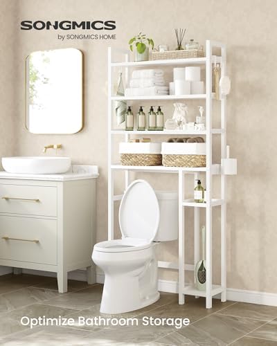 SONGMICS Bamboo Over The Toilet Storage Cabinet, Adjustable Inside Shelf