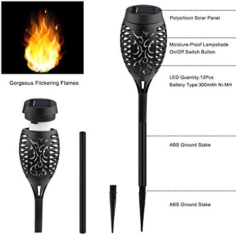 Kurifier Solar Lights Outdoor 8Pack Solar Torch Light with Flickering Flame