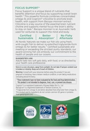 Nordic Naturals Omega Focus, 1280mg Omega-3 + Citicoline
