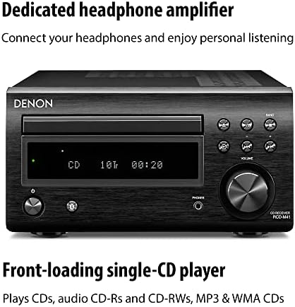 Denon D-M41 Home Theater Mini Amplifier and Bookshelf Speaker Pair | Compact HiFi CD Stereo System with Speakers, FM/AM Tuner, Wireless Bluetooth Amp