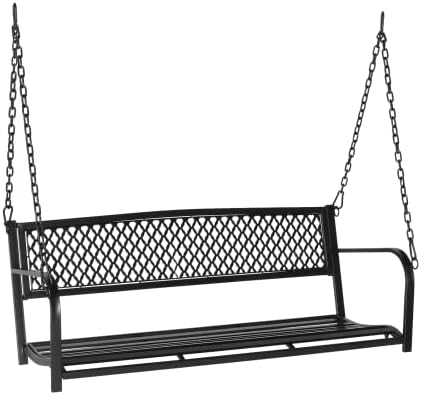 VINGLI Heavy Duty Metal Porch Swing, 660 LBS Outdoor Swing Bench, Curved