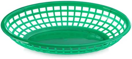 New Star Foodservice 44126 Fast Food Baskets, 9 1/4-Inch x 6-Inch Oval, Set of 12, Green