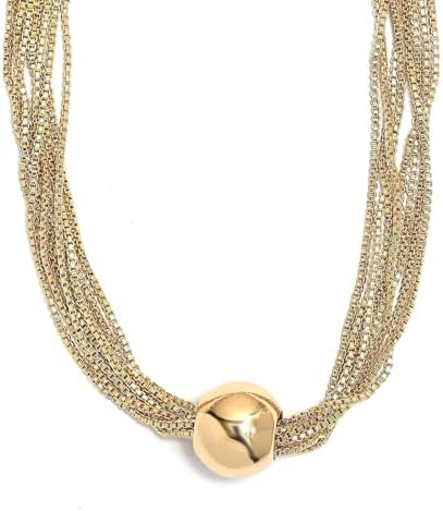 3 Piece Set Multi Layer Chain Necklace 15"Bracelet 7.50In Earrings