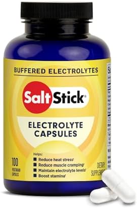 SaltStick Electrolytes with Caffeine - Salt Pills and Electrolytes for Running, Hydration, Leg Cramps Relief, Sports Recovery, Hiking Essentials - Salt, Magnesium, Potassium, Vitamin D3 - 100 Count | Electrolyte capsules to replace what you lose in sweat…