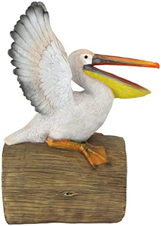 Design Toscano Coastal Decor Ocean's Perch Pelicans Garden Bird Statue, 9 Inch Wide, 24 Inch Tall, Cast Stone Resin, Full Color Finish
