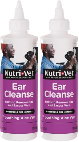 Nutri-Vet Dog Ear Cleaner, Ear Wash for Dogs, Aloe Vera Formula, 8oz | Dog Ear Cleaner Solution, Ear Flush for Dogs, Aloe Vera, Salicylic Acid Formula, Wax Removal, Debris Removal, Deodorizes