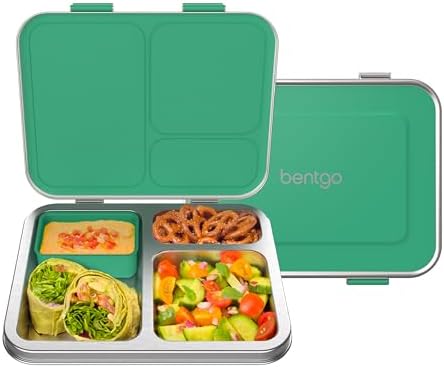 Bentgo Kids Stainless Steel Leak-Resistant Lunch Box, 3 Compartments