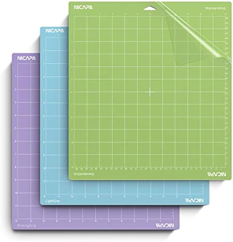 12x12 inch Standard Grip Cutting Mat for Cricut Maker 3/Maker/Explore 3/Air 2/Air/One (3 Pack) Standard Adhesive Sticky Green Quilting Replacement Cut Mats