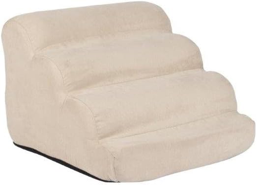 Snoozer Scalloped Dog Ramp, 14” Tall Foam Pet Stairs, 3 Steps, Red | Lightweight & portable foam dog stairs, Removable washable cover, Great for small, old, or injured pets up to 100lbs