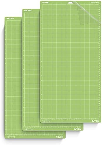 12x12 inch Standard Grip Cutting Mat for Cricut Maker 3/Maker/Explore 3/Air 2/Air/One (3 Pack) Standard Adhesive Sticky Green Quilting Replacement Cut Mats