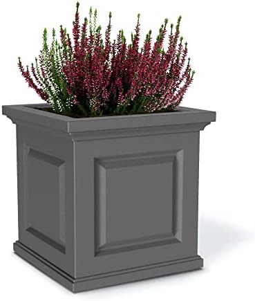 Mayne Nantucket 16in Self-Watering Square Planter, Black | Self-watering, All season, Fade resistant, Double-wall design, 15-year warranty