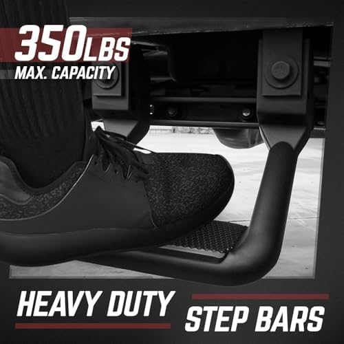 DNA MOTORING Pair Aluminum Side Hoop Steps Universal Side Step Compatible With Chevy GMC Dodge Pickup Trucks SUVs, 11"L x 6"H x 12"W, 2 Pcs, Silver, SSTEP-SS