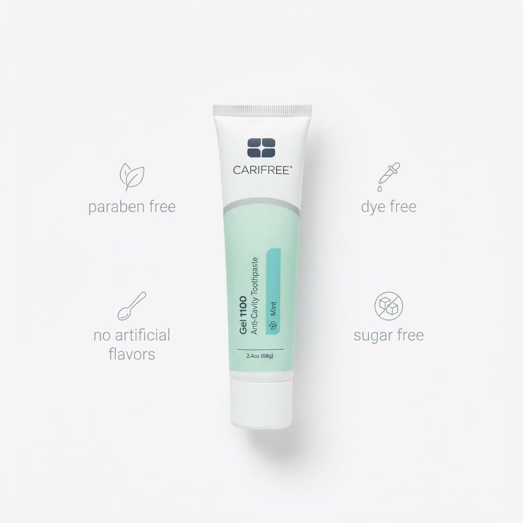 CariFree Gel 1100 (Mint) Anti-Cavity Fluoride Toothpaste with Nano Hydroxyapatite, Cavity Prevention and Enamel Protection, Dentist Recommended for Kids and Adults, 2.40 oz. | Anti-cavity pH neutralizing gel; enamel protection & remineralization; dentist…