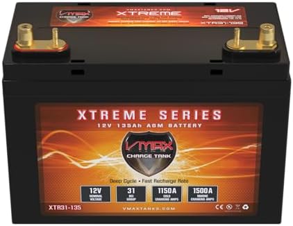VMAX XTR31-135 Golf Cart and marine 1500MCA AGM Group 31 Deep Cycle Battery 12V 135Ah