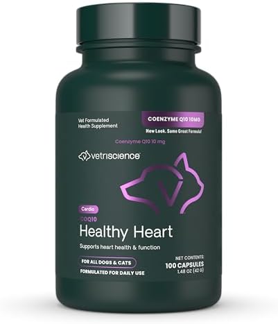 Vetri-Science VETRISCIENCE Coenzyme Q10 for Dogs and Cats, 10mg, 100 Capsules - Cardiovascular and Gum Health CoQ10 Supplement for Pets