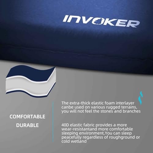 INVOKER Camping Sleeping Pad, Self-Inflating, 75 x 24 x 3.15 in, Green