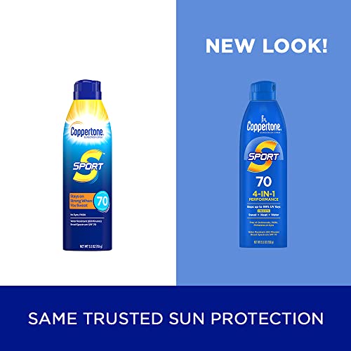Coppertone Sport Continuous Sunscreen Spray, Broad Spectrum SPF 70, 5.5 Oz