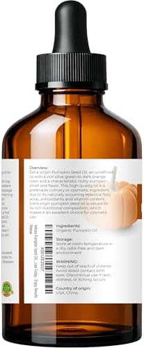 velona Pumpkin Seed Oil USDA Certified Organic - 4 Fl Oz | 100% Pure and Natural Carrier Oil | Unrefined, Cold Pressed | Cooking, Face, Hair