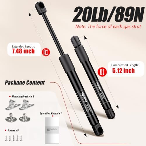 Vepagoo ML99-45 10 inch 45 lb Gas Struts for Truck Tool Box Lid, 2Pcs