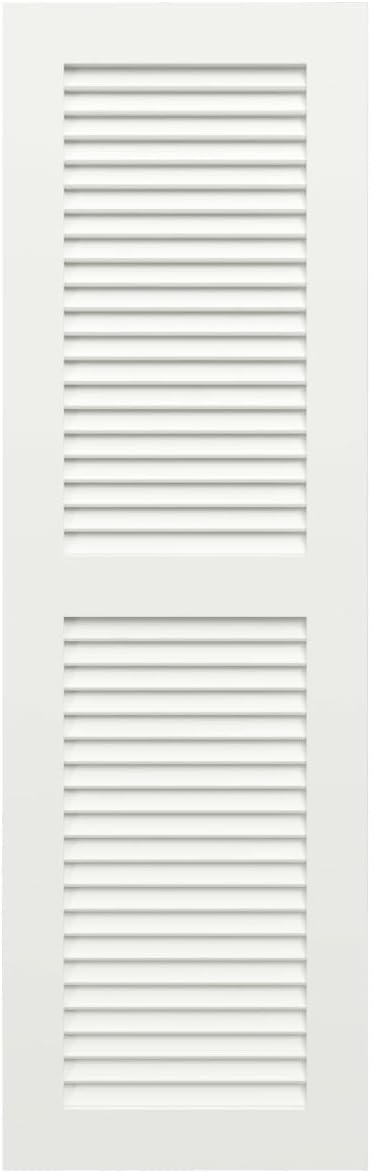 18"W x 60"H True Fit PVC Two Equal Louver Shutters, Unfinished (Per Pair - Hardware Not Included)