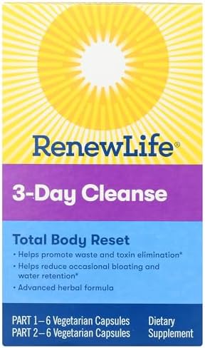 Renew Life Adult Cleanse Total Body Reset, Advanced Herbal Formula - 2-Part, 3-Day Program - Gluten