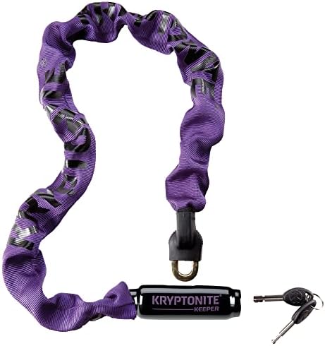 Kryptonite Keeper 785 Bike Chain Lock, 2.8 ft Heavy Duty Anti-Theft Lock | 7mm Manganese Steel Links, 85cm Length, Disc-Style Cylinder, Nylon Sleeve for Motorcycle, Scooter, Gate, Fence