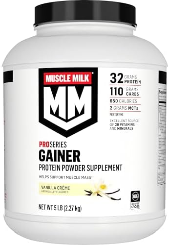 Muscle Milk Gainer Protein Powder, Vanilla Creme, 32g Protein, 5 Pound
