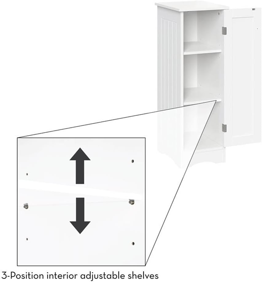 RiverRidge Ashland Single Door Slim Bathroom Storage Cabinet, White | Inset Beadboard Details