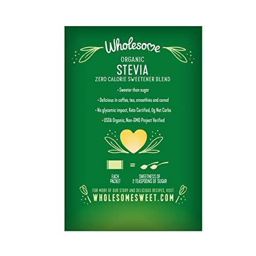 Wholesome Sweeteners Organic Stevia, 1000 Count Packets, Zero Calorie Sweetener Blend, Keto Friendly, Non GMO, Gluten Free & Vegan