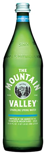 THE MOUNTAIN VALLEY NATURAL PURE FINE Sparkling Spring Water 1 L. Pack of 12 | Natural Spring Bottled Water - Glass Bottles