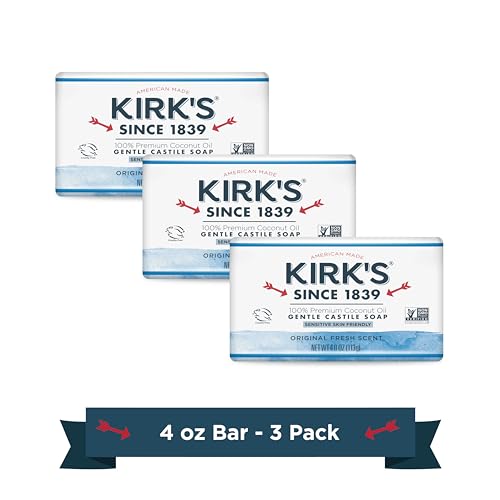 Kirk's Original Coco Castile Bar Soap Fragrance Free 4 Ounces (8 Pack)