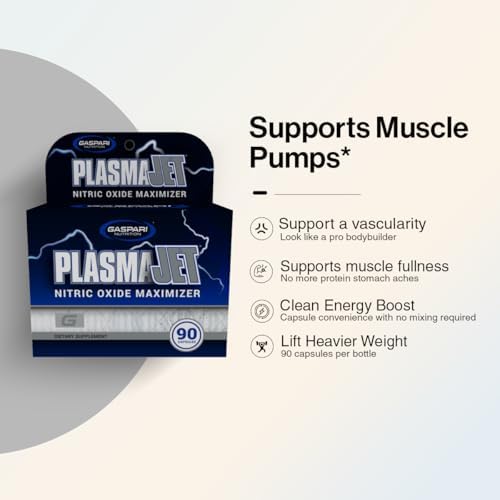 Gaspari Nutrition PlasmaJet, Supports Weight Management, N.O. Nitric Oxide Maximizer, Increased Lean Mass and Strength