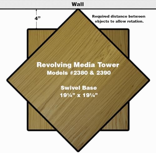 Venture Horizon 4-Sided Revolving Media Tower 1000 - Black: Laminated Wood Composites (MDF), Black-Color, 18.75" L x 18.75" W x 63" H