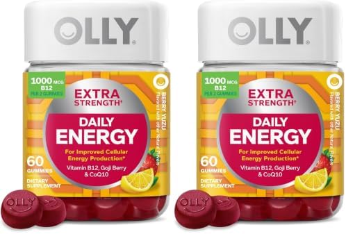 OLLY Daily Energy Gummy,Vitamin B12, CoQ10, Goji Berry - 60 Count
