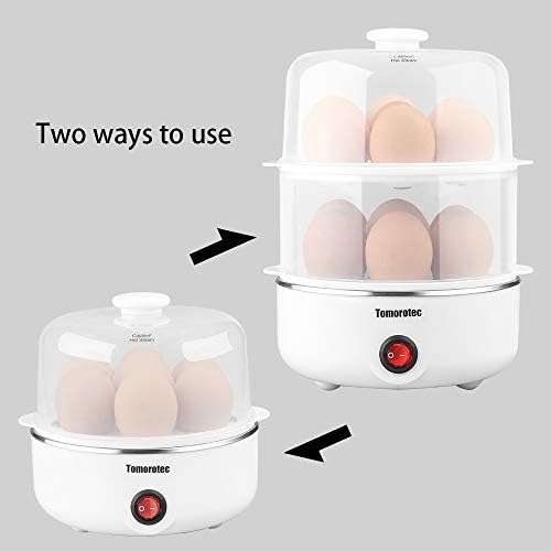 Tomorotec 14 Egg Cooker, Electric Hard Boiled Egg Boiler & Poacher, Steamer | 2-Tier Auto Shut-Off, for Vegetables, Seafood & Dumplings