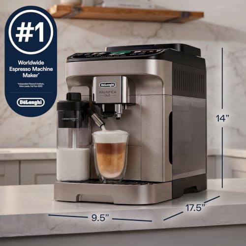 De'Longhi Magnifica Duo Automatic Espresso Machine, Milk Frother, Silver | #1 Worldwide Espresso Machine Maker, 20 One-Touch Recipes