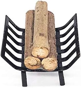 EatingBiting 1:12 Dollhouse Miniature Furniture Garden Lawn Fireplace Metal Firewood Rack Metal Rack with Firewood for Living Room Fireplace Model