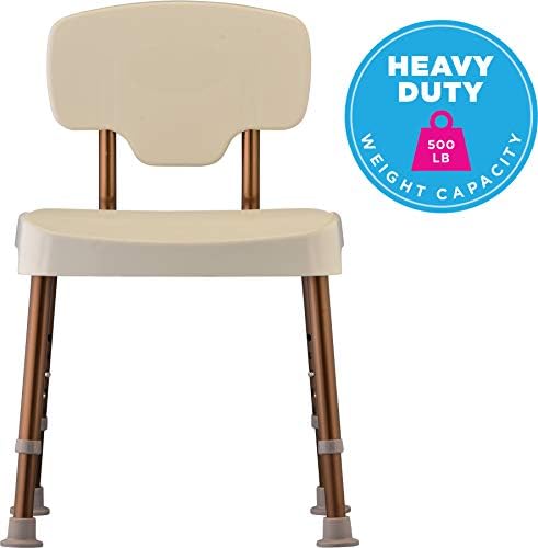 NOVA Medical Products Bariatric Shower and Bath Chair with Back, Heavy Duty 500 lb. Weight Capacity, White, 1 Count (Pack of 1)
