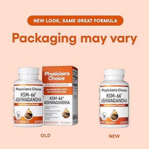 Physician's CHOICE KSM-66 Ashwagandha Root Extract 1,000mg, Organic, 60ct