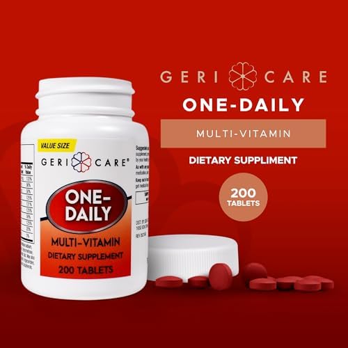 GeriCare One-Daily Multi-Vitamin Tablet, 100 Count Adult Multivitamin Supplement | Easy-to-Take Dietary Supplement with Vitamins A, C, D3, B, Calcium| Vitamin & Mineral Complex (2 Pack)