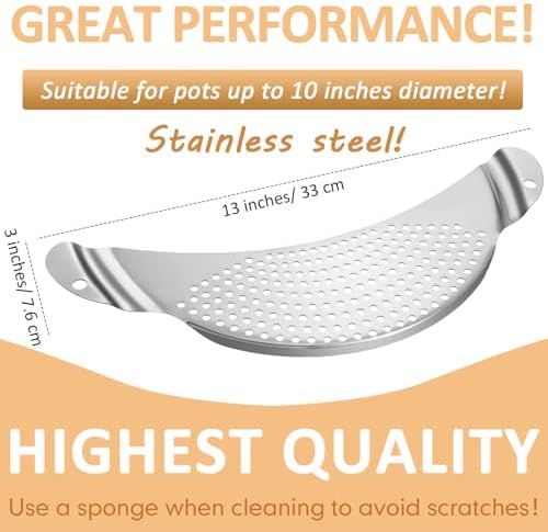 Boao 2 Pieces Pot Strainer with Handle for Pan,Fits Up to 10 in