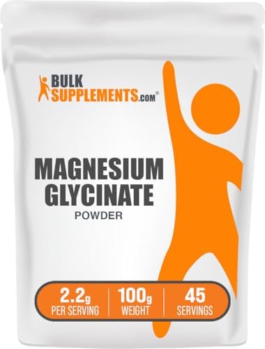 BulkSupplements.com Magnesium Glycinate Powder - Magnesium Glycinate 300mg, Highly Absorbable - Gluten Free, 2.2g per Serving, 500g (1.1 lbs) (Pack of 1)