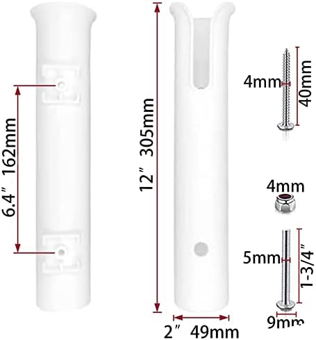 ISURE MARINE Fishing Rod Holder Bracket Wall Mounted Boat Side Mount Tool Holder Tube Links with Screws 2/3/4/6 Pole Tube (White/Black)